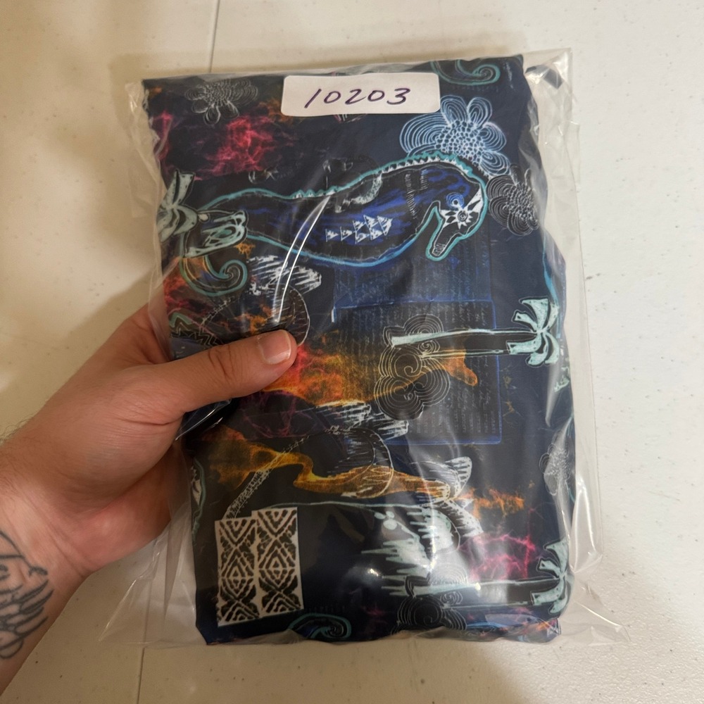 Robert Graham Swim Trunks Mens L Navy Blue Seahorse Tropical Print Shorts Beach - Picture 8 of 9